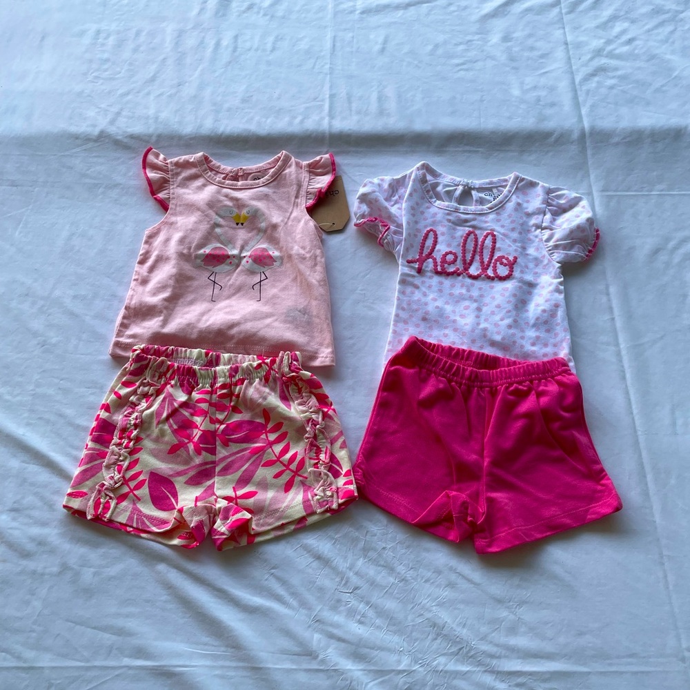 BNWT Chickpea Baby Girls 4-Pc. Tops & Shorts Set - Picture 2 of 3